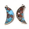Assembled Natural Bronzite & Synthetic Turquoise & Imperial Jasper Pendants G-N330-035B-2