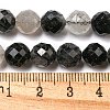 Natural Tourmalinated Quartz/Black Rutilated Quartz Beads Strands G-D463-01A-2