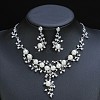 Flower Alloy & Plastic Pearl & Crystal Rhinestone Pendant Necklaces & Stud Dangle Earrings Sets FS-WG18295-01-1