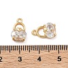 Brass Pave Cubic Zirconia Oval Bag with Heart Charms KK-A286-09G-3