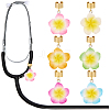 12Pcs 6 Colors Flower Resin Stethoscope Pendant Decorations HJEW-SP0001-55-1