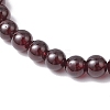 Round Natural Grade AAAA Garnet Beads Stretch Bracelets for Men Women BJEW-JB11825-03-3