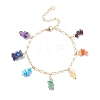 Natural & Synthetic Mixed Gemstone Chips Charm Bracelet and Necklace SJEW-JS01234-3