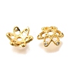 Brass Micro Pave Clear Cubic Zirconia Bead Caps KK-G600-21G-2