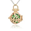 Golden Tone Brass Hollow Round Cage Pendants KK-J227-10G-1