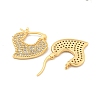 Heart Brass Pave Clear Cubic Zirconia Hoop Earrings EJEW-M258-23G-2