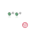 Anti-Tarnish Rhodium Plated Platinum 925 Sterling Silver Flower Stud Earrings TL5591-11-1