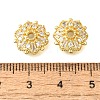 Flower Brass Micro Pave Clear Cubic Zirconia Bead Caps KK-V008-31G-3
