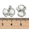 Brass Clear Cubic Zirconia Pave Natural Shell Bowknot Charms KK-P283-09P-3