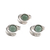 Oval Natural Green Aventurine Cuff Ring RJEW-I079-01B-1