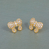 Elegant Brass Pave Clear Cubic Zirconia Bowknot Stud Earrings DH4416-2