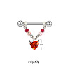 316L Stainless Steel Ruby Rhinestone Heart Nipple Stirrup WGF1FC0-05-1