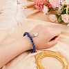 Olycraft Natural Lapis Lazuli Round Beaded Stretch Bracelet with Alloy Heart Charm BJEW-OC0001-09D-3