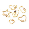 Brass Micro Pave Clear Cubic Zirconia Screw Carabiner Lock Charms ZIRC-TA0001-13G-2