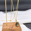 Natural Black Lip Shell 304 Stainless Steel Teardrop Pendant Necklaces for Women WGF5E8A-02-3