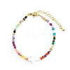 Bohemian Brass Cross Shell Gemstone Beaded Bracelets TZ7281-1