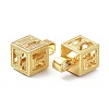 Alphabet Brass Micro Pave Clear Cubic Zirconia Pendants ZIRC-O045-01G-I-3