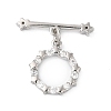 Brass Pave Clear Cubic Zirconia Toggle Clasps KK-P234-87P-4