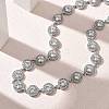 304 Stainless Steel Full Rhinestone Flat Round Link Chain Necklaces for Women SA-CBABBEA-02P-01-2