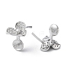 Rhodium Plated 925 Sterling Silver Stud Earring Findings STER-M115-09P-2