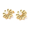 Plastic Pearl Beaded Flower Stud Earrings EJEW-K244-20G-1