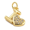 Rack Plating Brass Micro Pave Clear Cubic Zirconia Charms KK-U030-22G-2