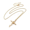 304 Stainless Steel Cross with Flower Pendant Necklaces for Women NJEW-A020-03F-G-2