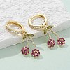 Brass Cubic Zirconia Hoop Earrings EJEW-R016-16G-4