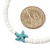 3Pcs 3 Colors Dyed Synthetic Turquoise Starfish & Glass Seed Beaded Necklaces NJEW-JN05330-3
