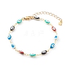 Brass Enamel Evil Eye Link Chain Bracelets & Necklaces Jewelry Sets SJEW-JS01185-8