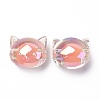 UV Plating Rainbow Iridescent Acrylic Beads OACR-H015-05E-3