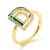 Mixed Color Enamel Initial Letter Adjustable Ring with Clear Cubic Zirconia RJEW-P045-01G-D-4