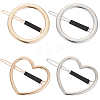 MAKERER 4Pcs 4 Style Alloy Hollow Heart & Ring Hair Pin PHAR-GO0001-01-1