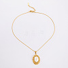 Chic Design Oval Stainless Steel with Imitation Pearl Pendant Necklaces for Women AA0012-3