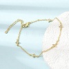 Brass Micro Pave Clear Cubic Zirconia Star Link Chain Bracelets KK-CBAED06-05G-1