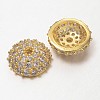 Apetalous Half Round/Dome Brass Micro Pave Cubic Zirconia Bead Caps ZIRC-D062-2