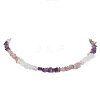 Natural Rose Quartz & Quartz Crystal & Amethyst & Howlite & Apatite & Carnelian & Citrine & Tiger Eye & Green Aventurine Chip Beaded Necklaces NJEW-JN05099-3