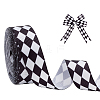 Polyester Rhombus Print Grosgrain Ribbon OCOR-WH0078-141A-1