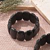 Natural Black Moonstone Beads Rectangle Beaded Stretch Bracelet BJEW-Q012-01A-1