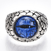 Alloy Glass Cuff Finger Rings RJEW-T006-04A-2