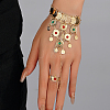 Vintage Real 18K Gold Plated Hollow Flower Multi-layer Coin Fringe Hand Back Ring Bracelets for Women KD4435-1