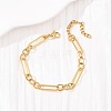 304 Stainless Steel Paperclip & Oval Link Cahin Bracelets for Women BJEW-F536-24G-5