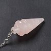 Natural Rose Quartz Pointed Dowsing Pendulums AJEW-B020-01P-08-5