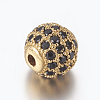 Brass Micro Pave Cubic Zirconia Beads ZIRC-E134-8mm-05-3