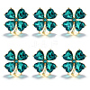 6Pcs Clover Alloy Cat Eye Lapel Pin Backs for Backpack Clothes JEWB-DC0006-43-1