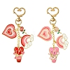 Heart Hot Air Balloon Alloy Enamel Pendant Decoration HJEW-YW00075-01-2