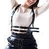 Imitation Leather Adjustable Waist Body Chains with Platinum Tone Alloy Rings WG8200F-02-5