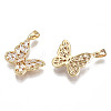 Brass Micro Pave Clear Cubic Zirconia Pendants RJEW-T063-52G-NF-2