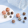 Fashewelry 100Pcs 5 Styles Printed Natural Wooden Beads WOOD-FW0001-03-11