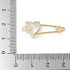 Brass Cubic Zirconia Heart Safety Pin Connector Charms KK-Q031-45G-01-3